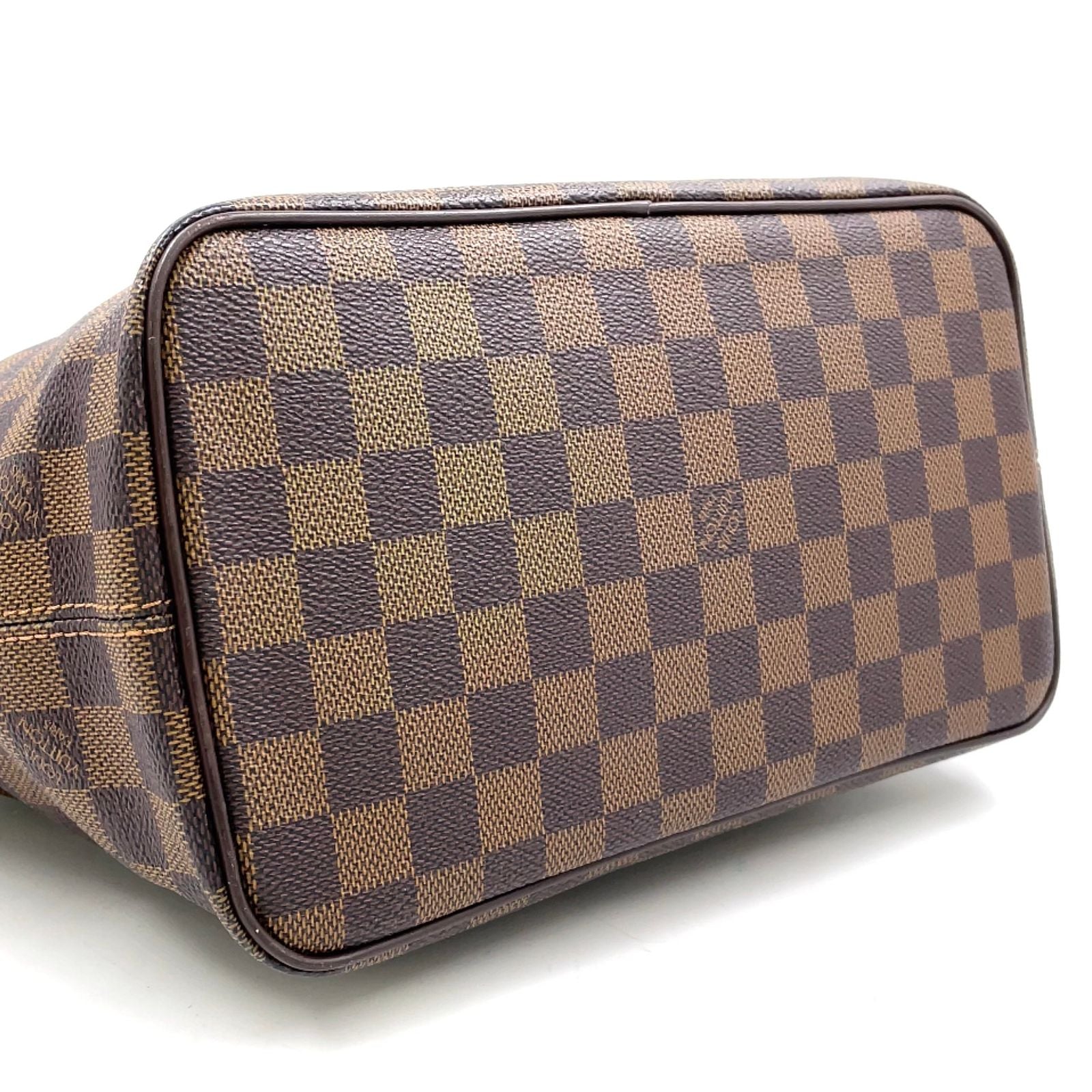 Louis Vuitton Saleya PM Damier Ebene Leather Brown Tote Gold — view 6