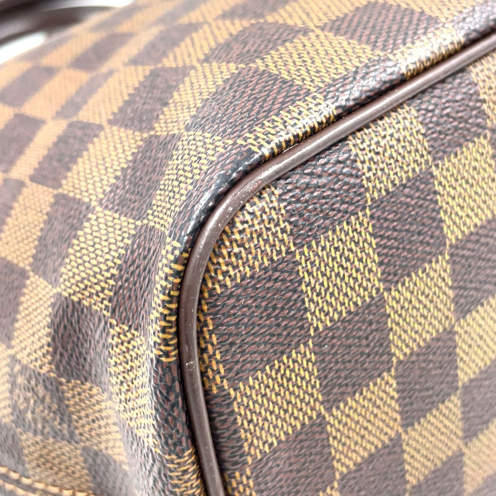 Louis Vuitton Saleya PM Damier Ebene Leather Brown Tote Gold — view 7