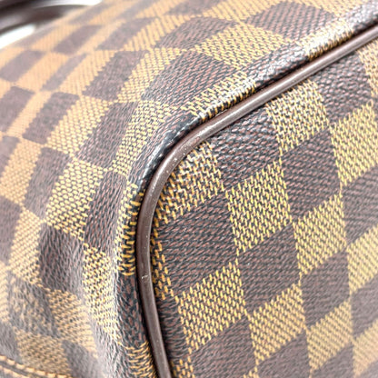 Louis Vuitton Saleya PM Damier Ebene Leather Brown Tote Gold — view 7
