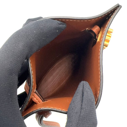 Loewe Dice Pocket Leather Brown Shoulder Bag Gold — view 3
