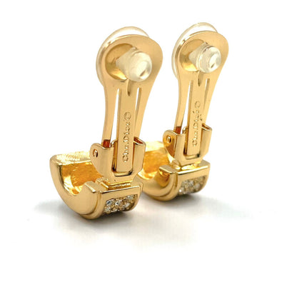 Dior Pave Rhinestone Half Hoop Color Stone Clear Gold Earrings — view 5