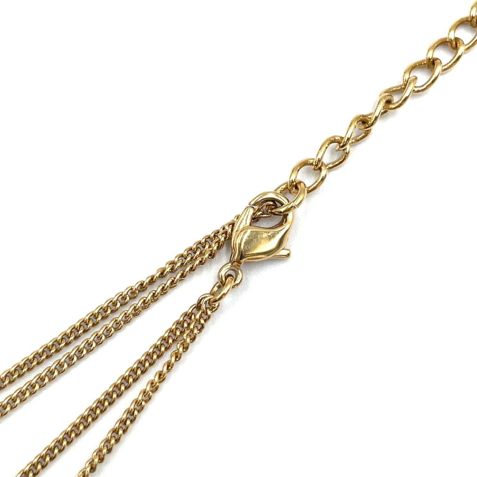 Dior Logo Plate Double Chain Gold Plated Necklace — view 7