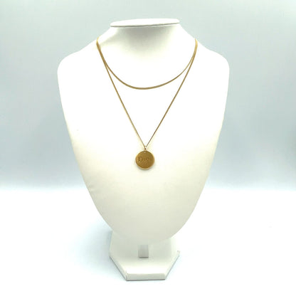Dior Logo Plate Double Chain Gold Plated Necklace — view 9