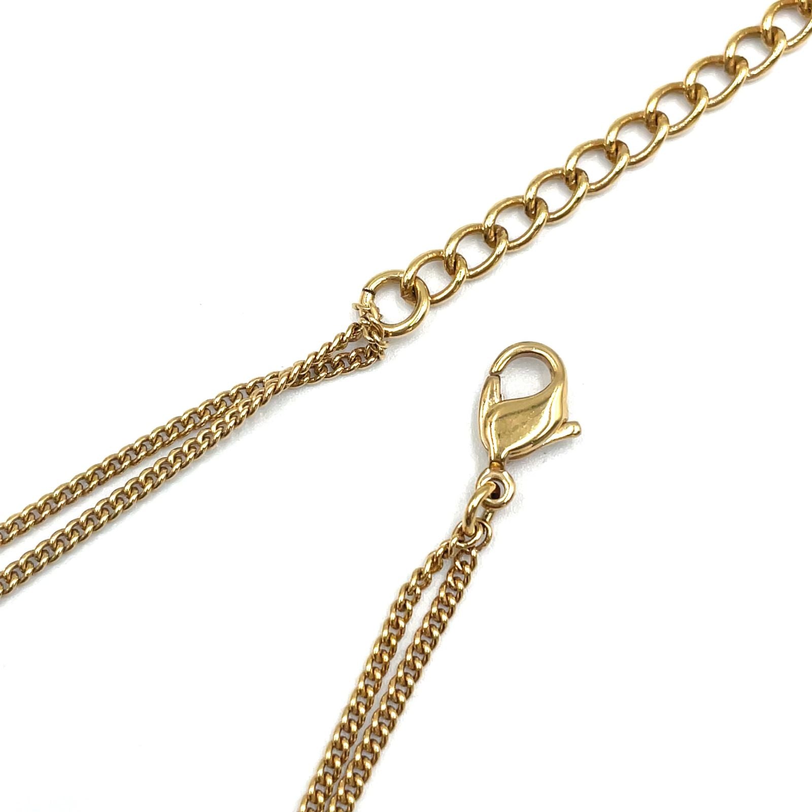 Dior Logo Plate Double Chain Gold Plated Necklace — view 8