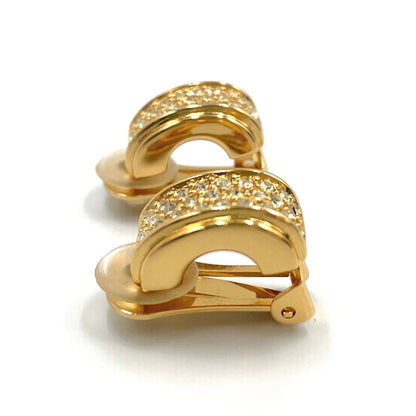 Dior Pave Rhinestone Half Hoop Color Stone Clear Gold Earrings — view 7