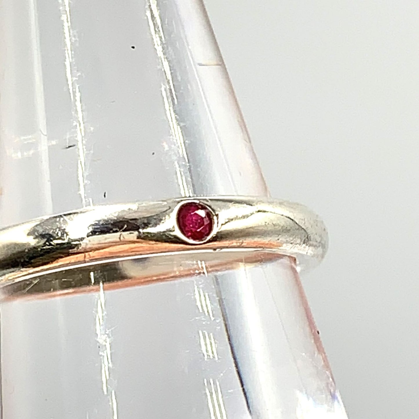 Tiffany & Co Stacking Band Ruby Silver Red Ring — view 8