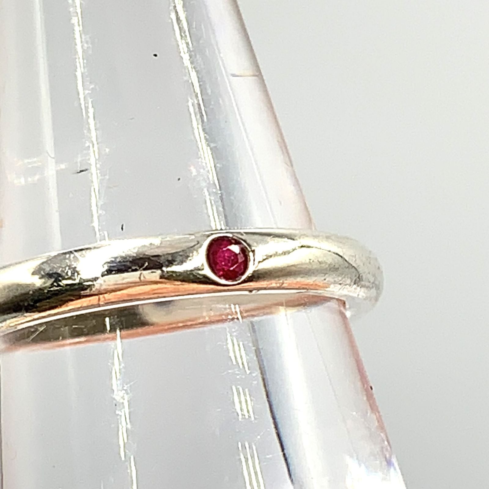 Tiffany & Co Stacking Band Ruby Silver Red Ring — view 8