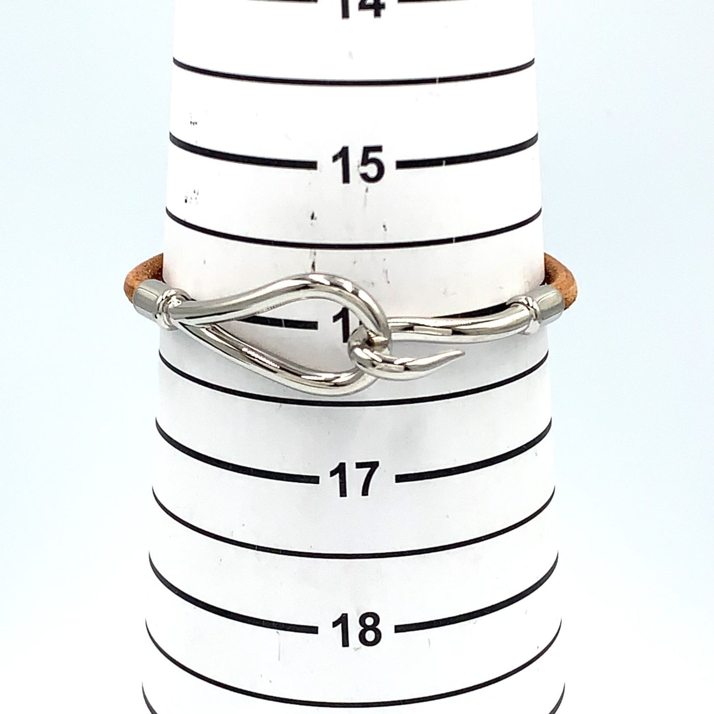 Hermes Jumbo Leather Metal Silver Light Brown Bracelet — view 8