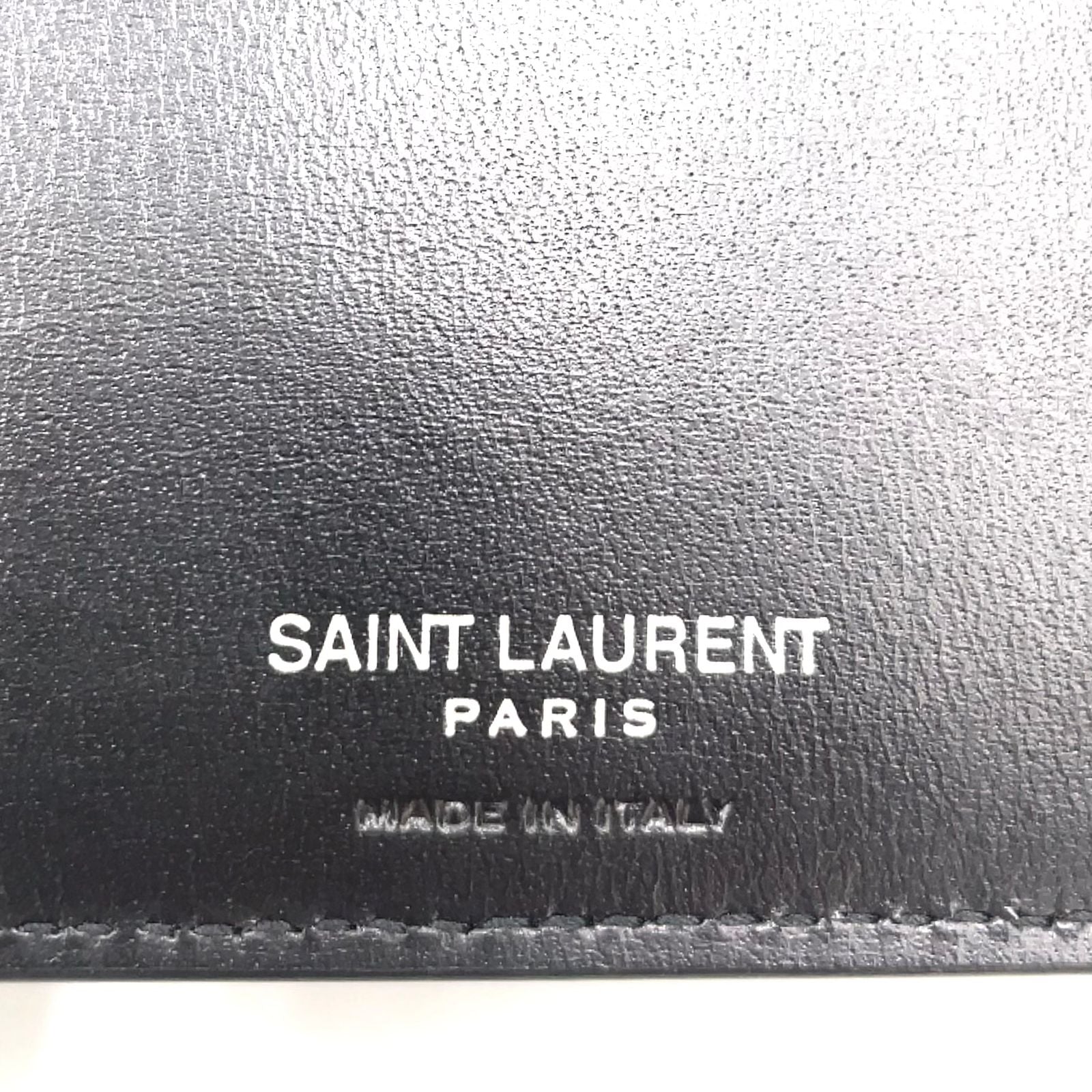 Saint Laurent Paris Tiny Cassandra Leather Black Bifold Wallet Silver — view 4