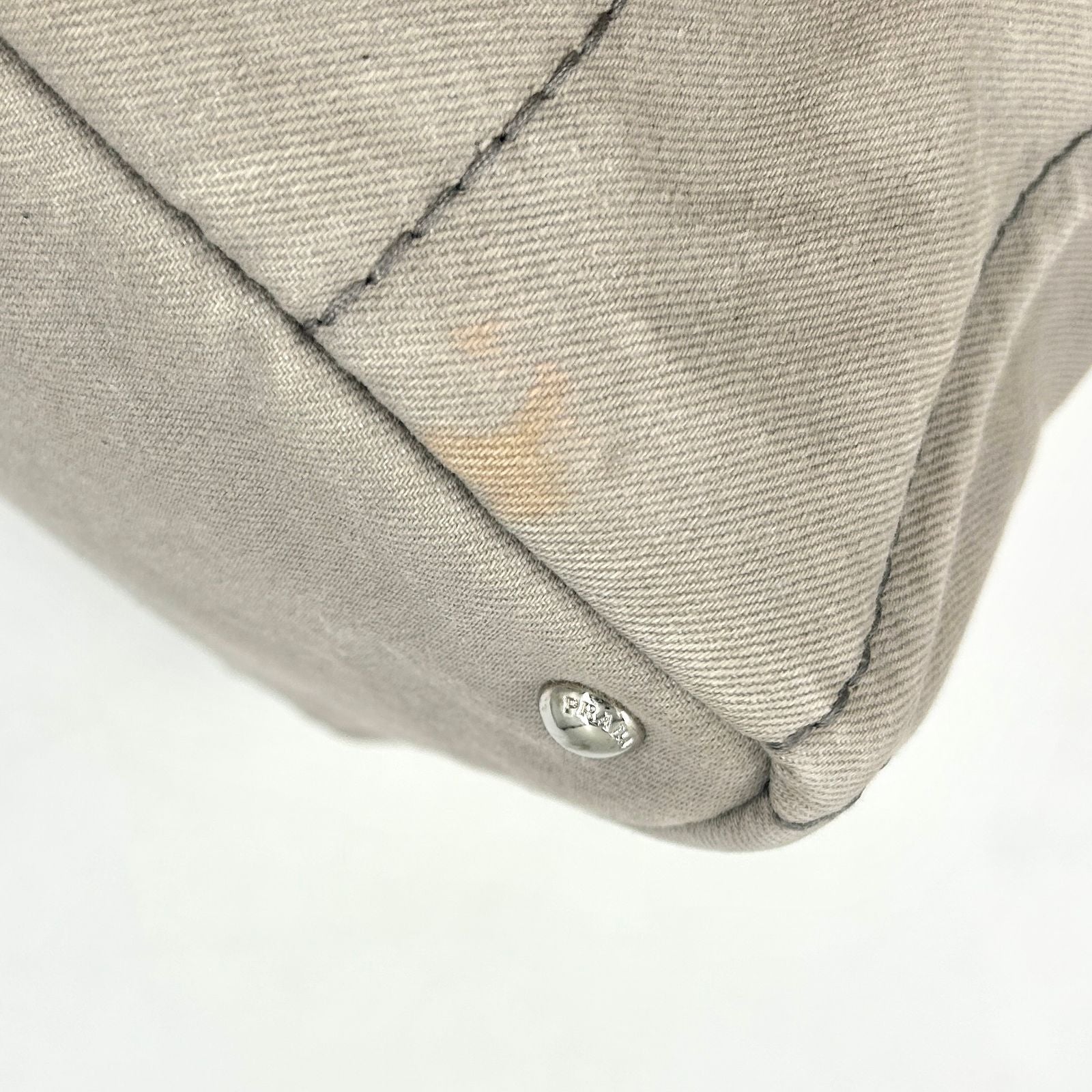 Prada Canapa Denim Canvas Light Gray Tote Silver — view 6