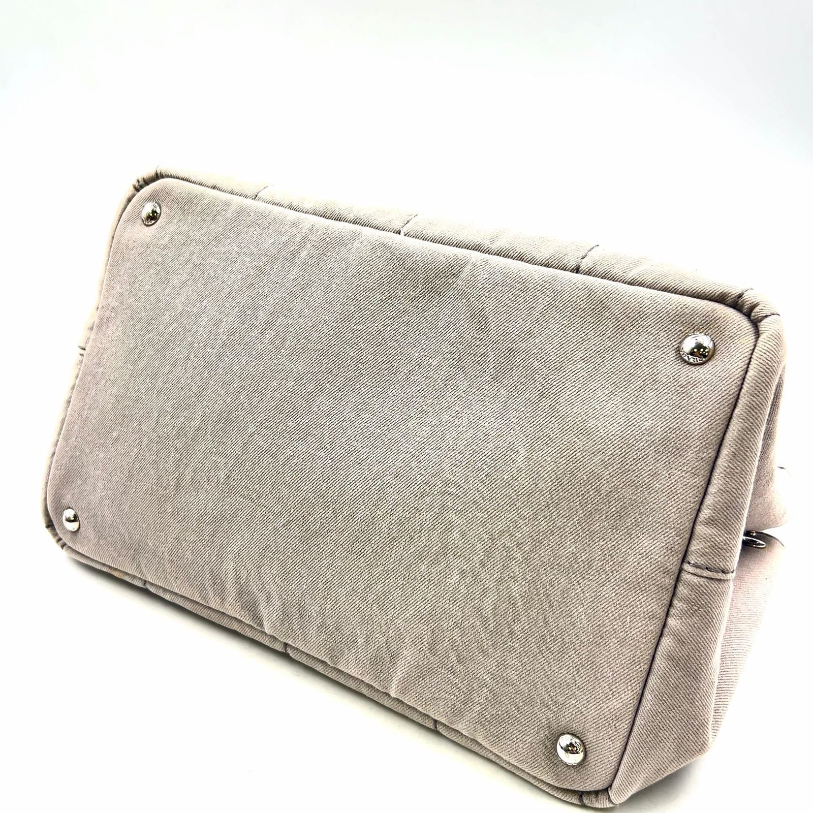 Prada Canapa Denim Canvas Light Gray Tote Silver — view 5