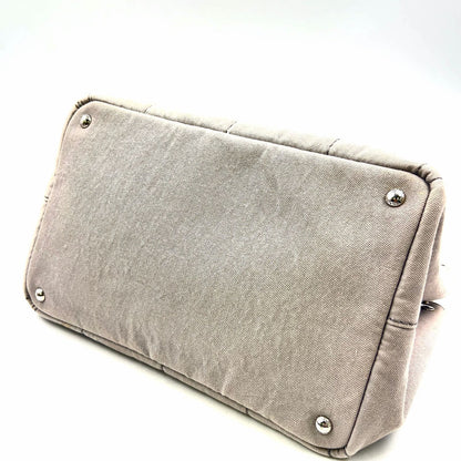 Prada Canapa Denim Canvas Light Gray Tote Silver — view 5