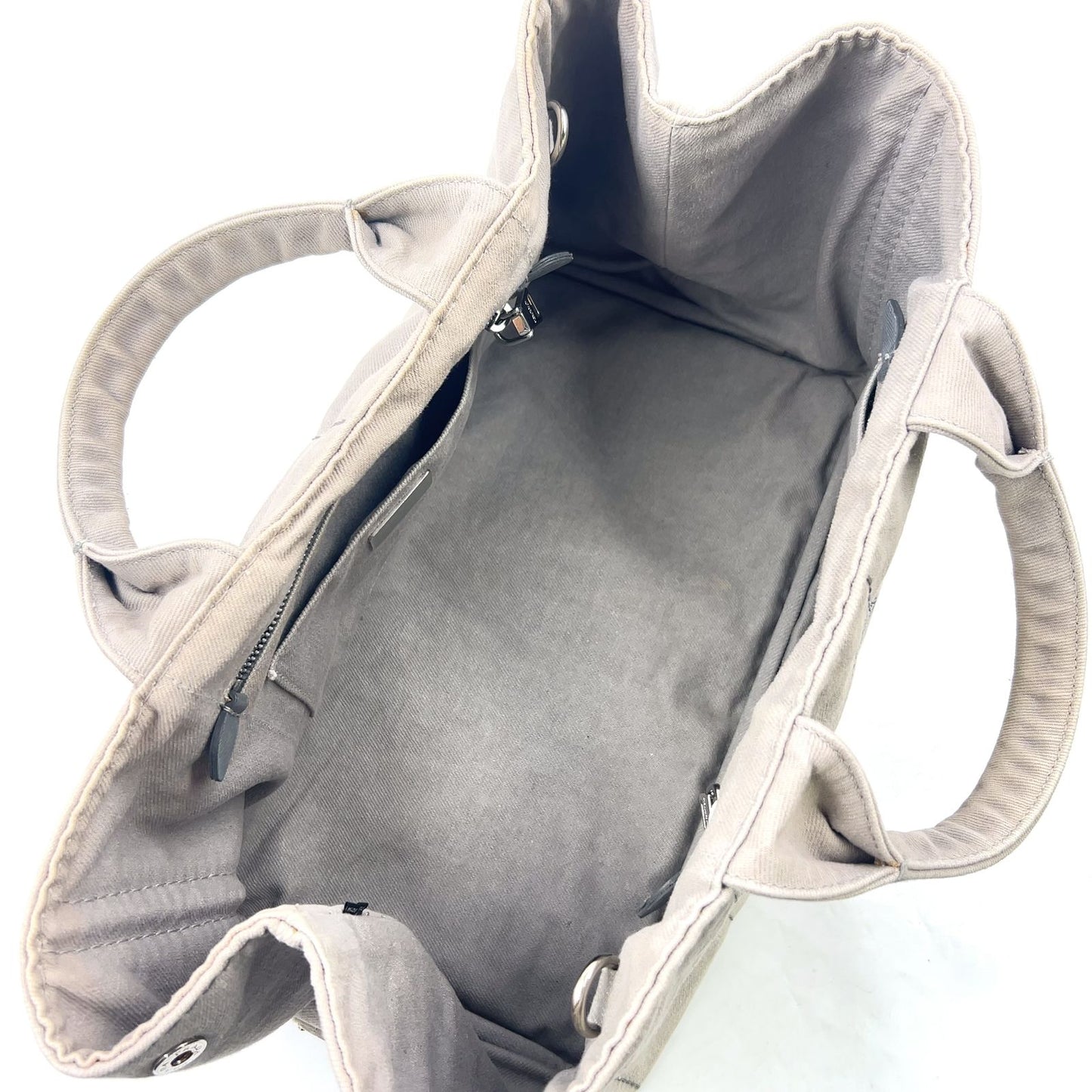 Prada Canapa Denim Canvas Light Gray Tote Silver — view 3