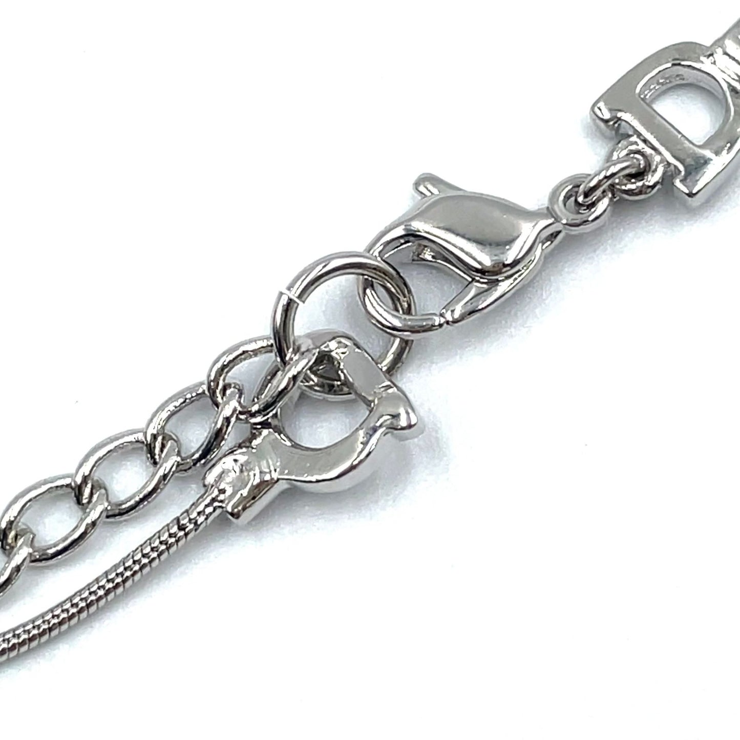 Dior Cat & D Metal Color Beads Silver Turquoise Blue Bracelet — view 8