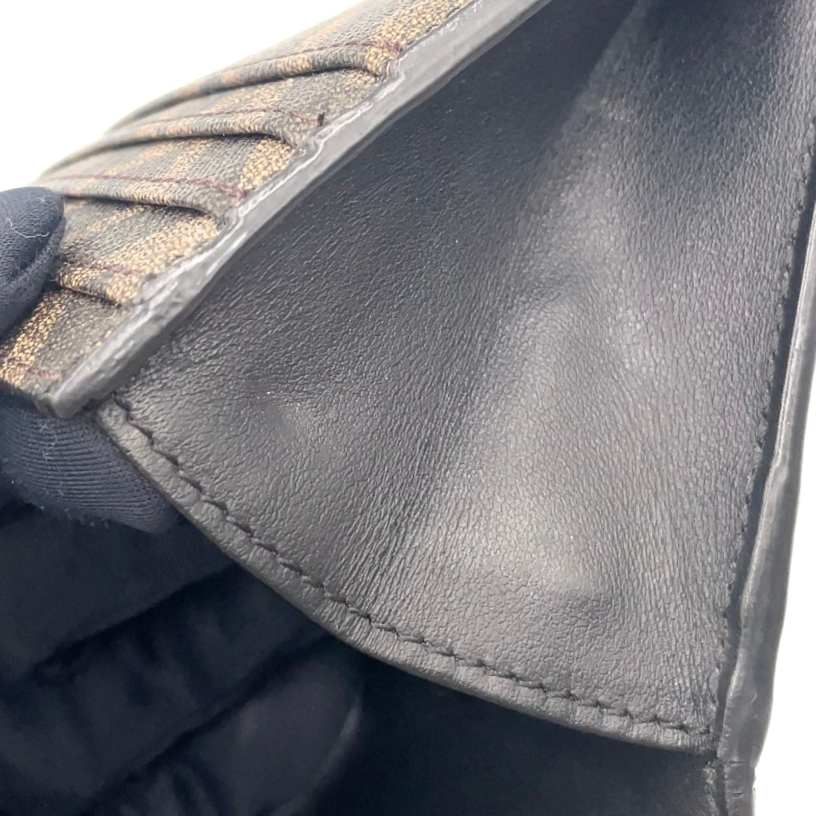 Fendi Zucca Pattern Continental Leather Brown Black Wallet Silver — view 8