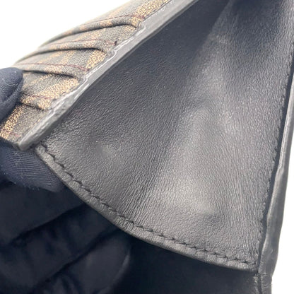 Fendi Zucca Pattern Continental Leather Brown Black Wallet Silver — view 8