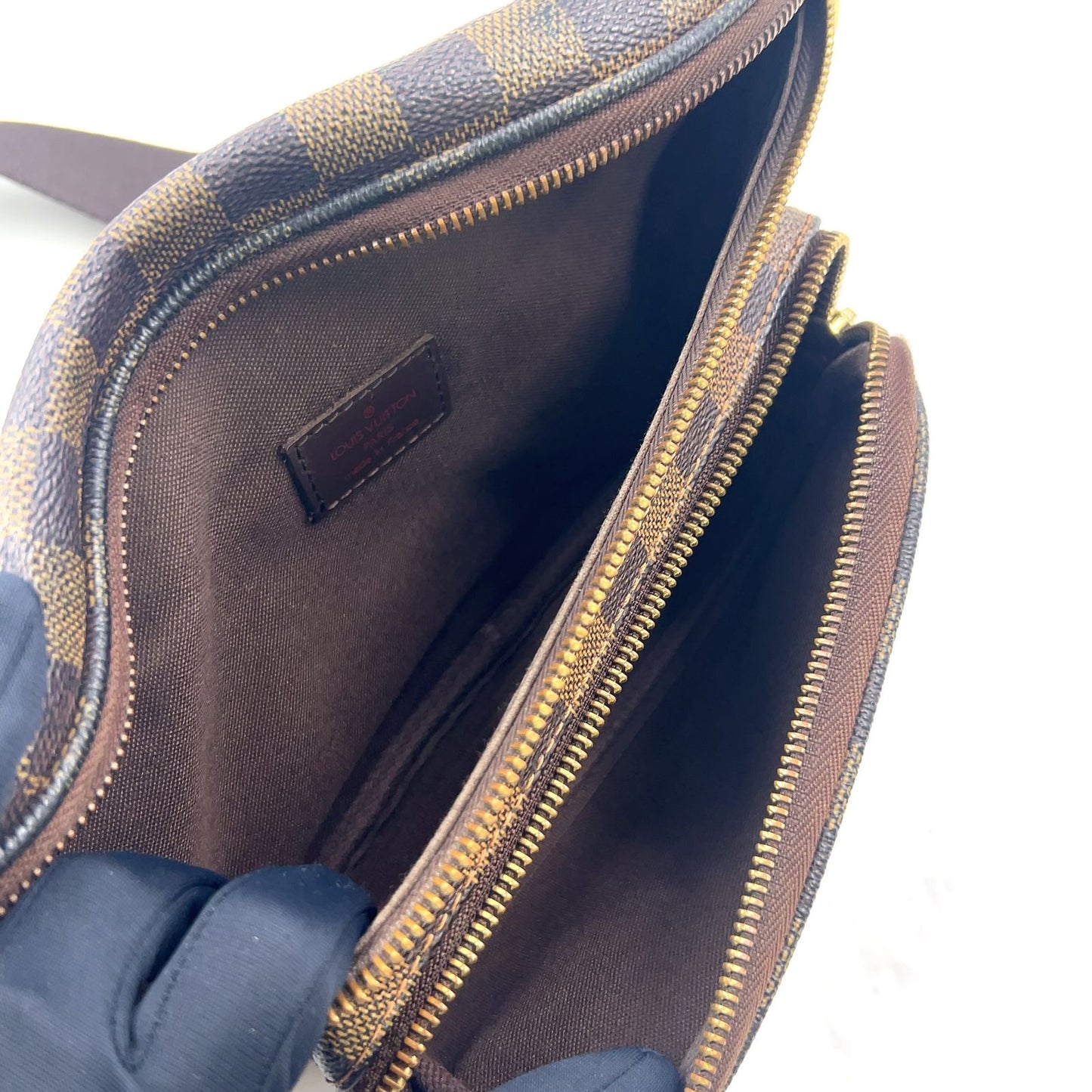 Louis Vuitton Bum Bag Melville Damier Ebene Leather Brown Gold — view 3