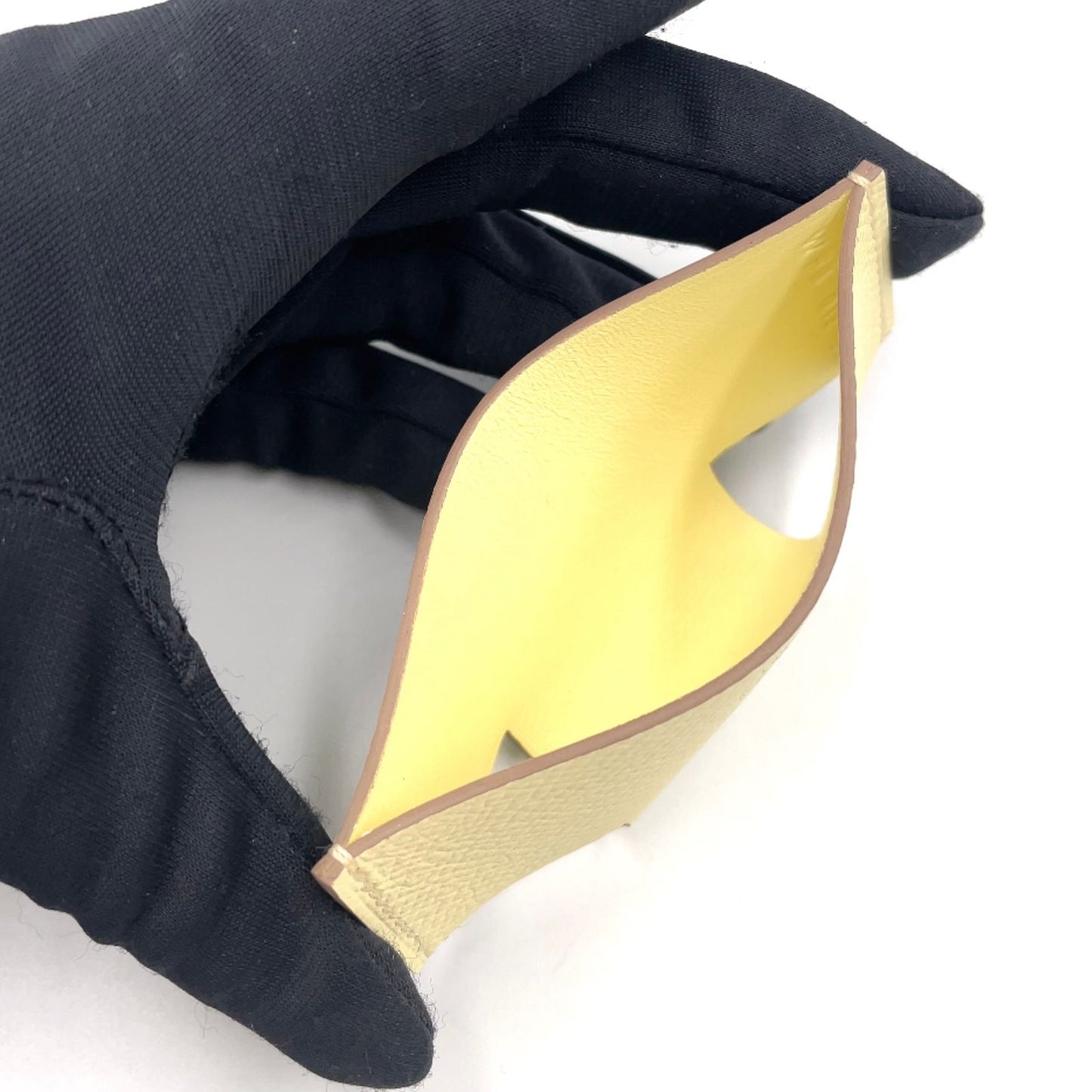 Hermes Pocket Leather Light Yellow Card Case — view 5