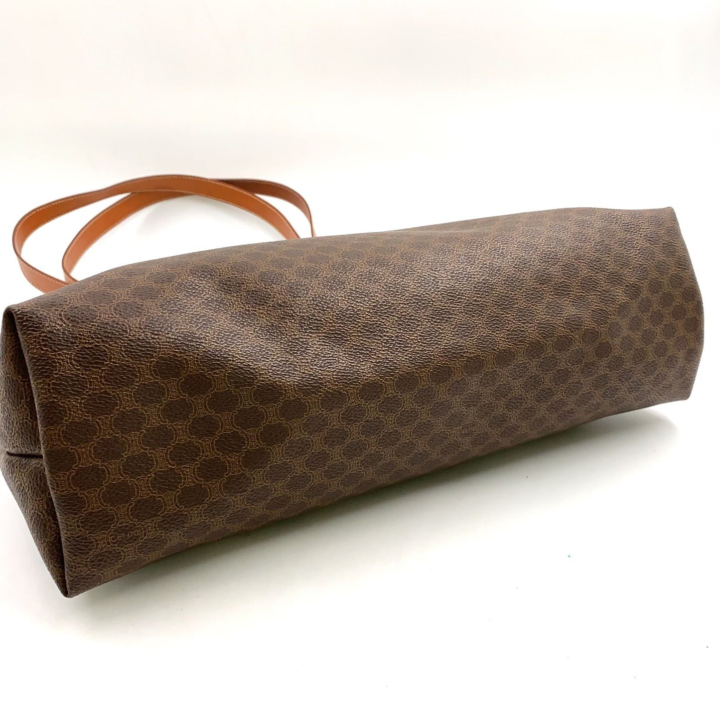 Celine Macadam Pattern Leather Brown Light Tote Gold — view 5