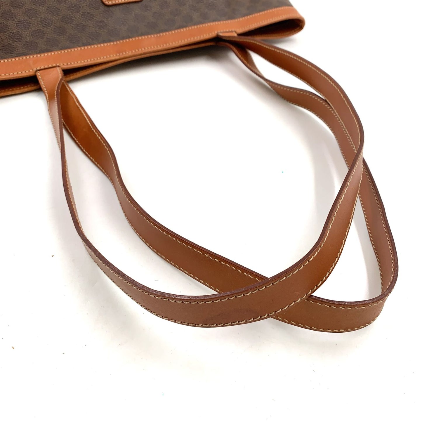 Celine Macadam Pattern Leather Brown Light Tote Gold — view 8
