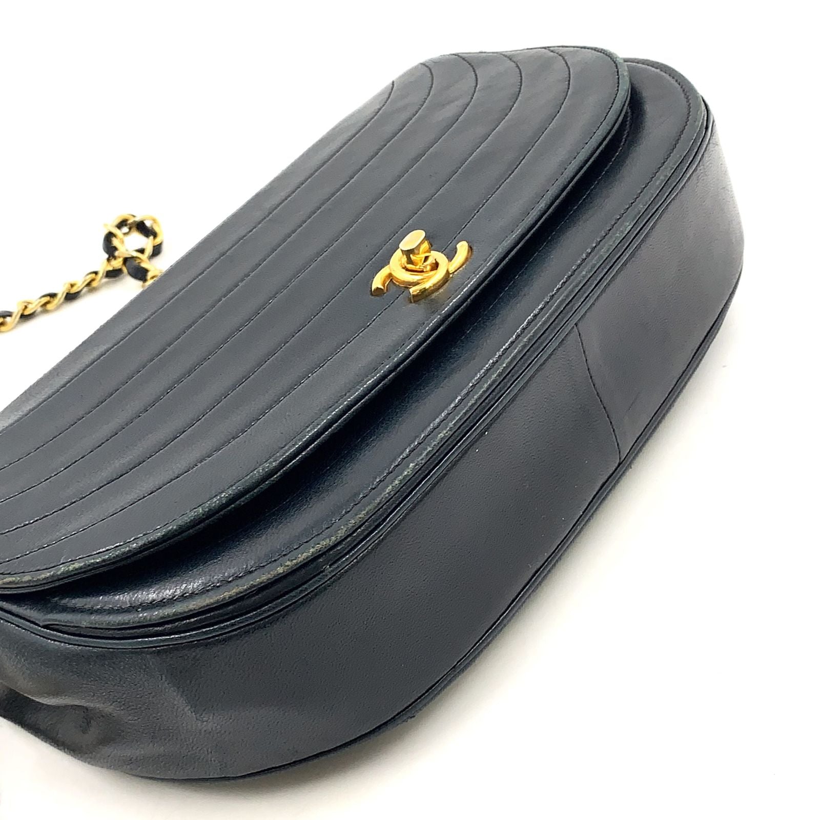 Chanel Half Moon Unknown Lambskin Black Shoulder Bag Gold — view 8