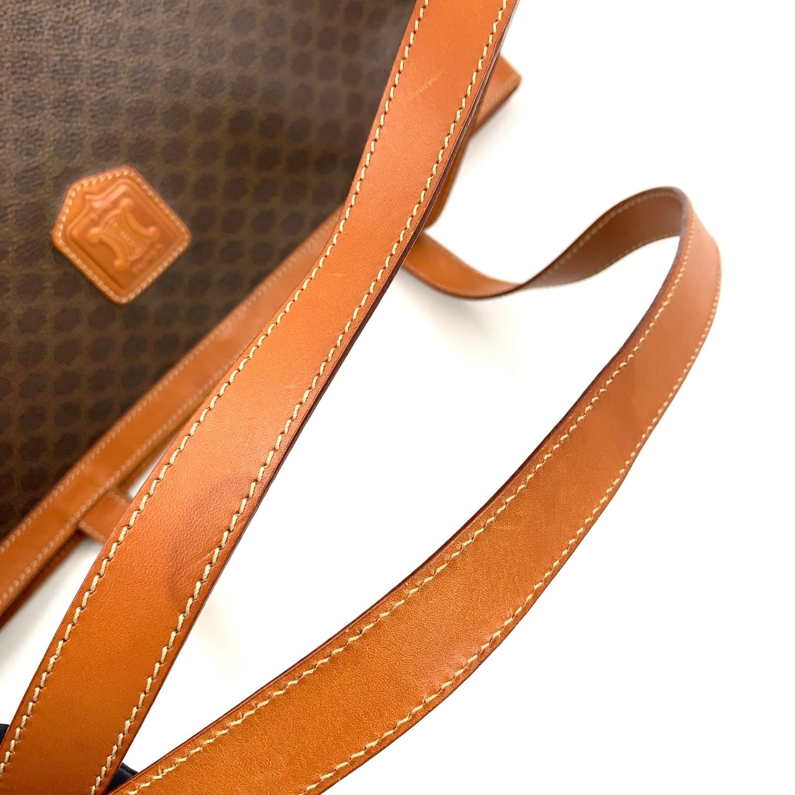Celine Macadam Pattern Leather Brown Light Tote Gold — view 9