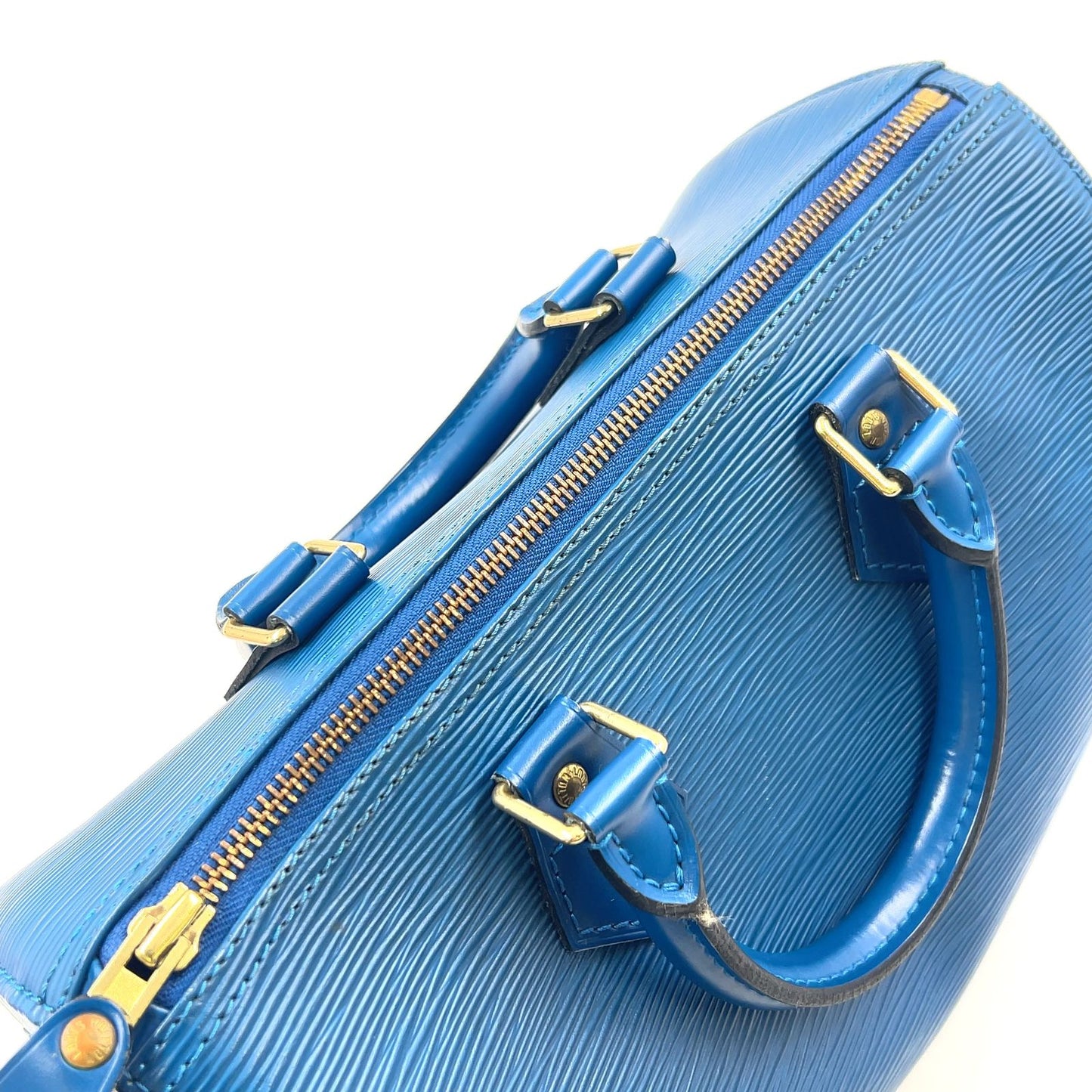 Louis Vuitton Speedy 25 Epi Toledo Blue Leather Handbag Gold — view 9