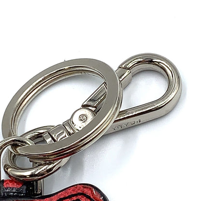 Prada Saffiano Leather Bear Bag Charm Metal Pink Red Key Holder Silver — view 9