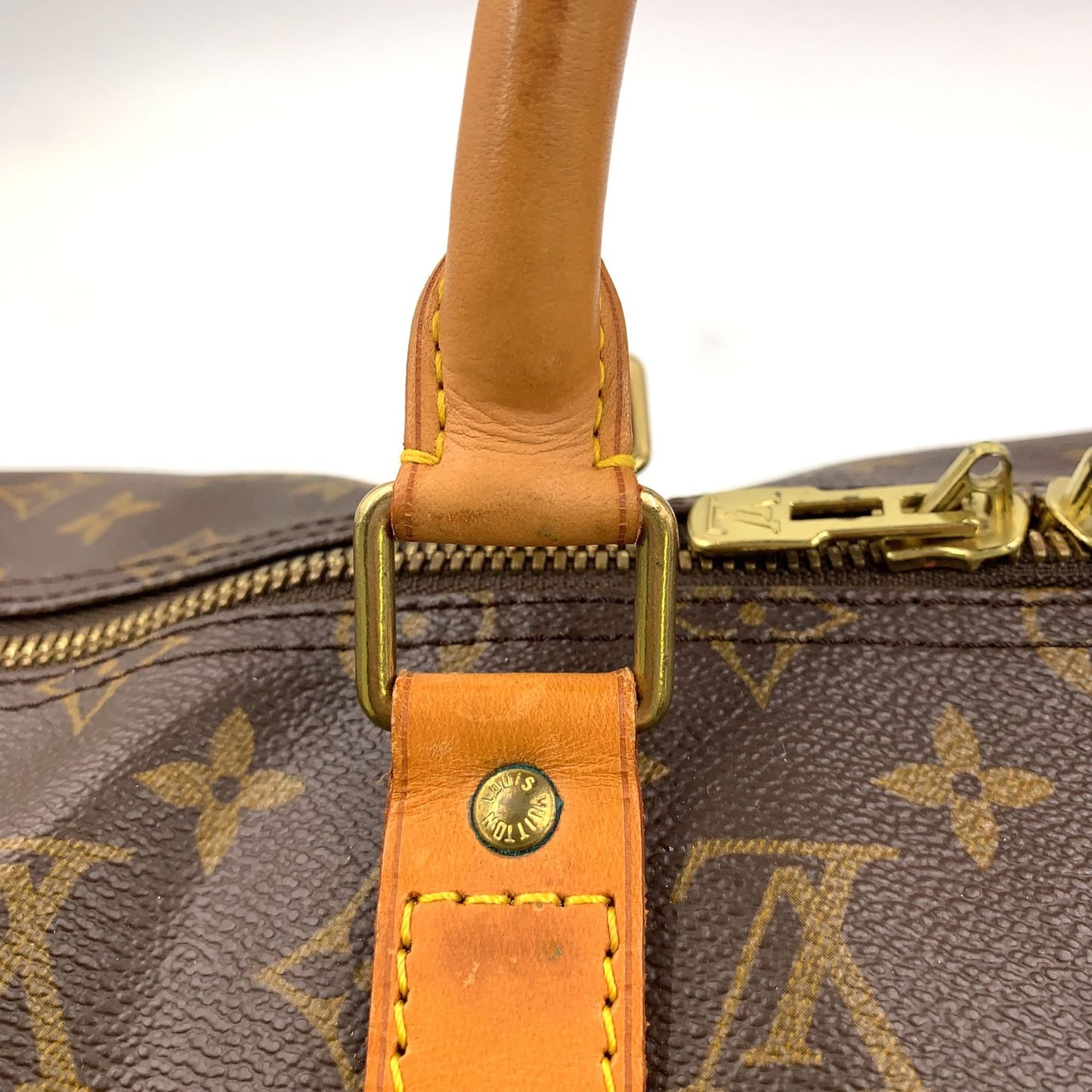 Louis Vuitton Keepall 50 Monogram Leather Brown Light Boston Bag Gold — view 7