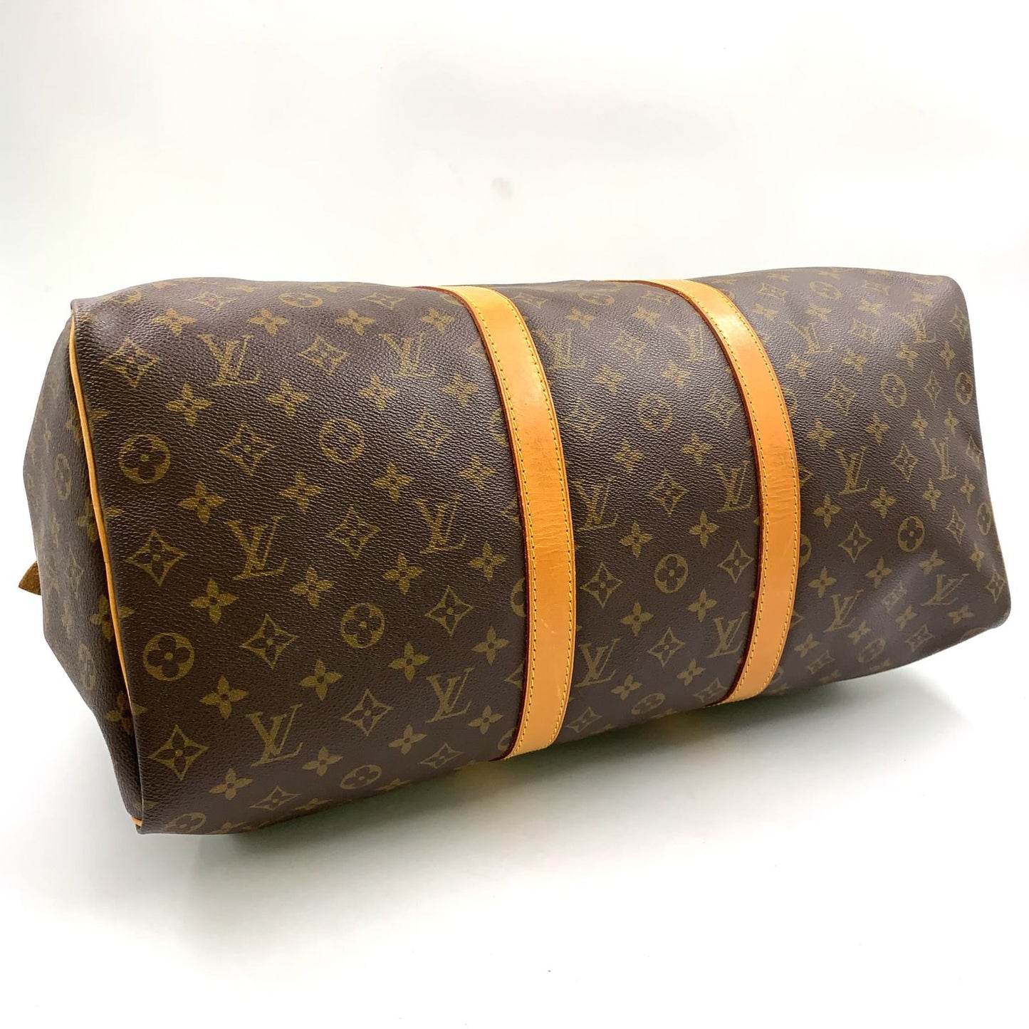 Louis Vuitton Keepall 50 Monogram Leather Brown Light Boston Bag Gold — view 5