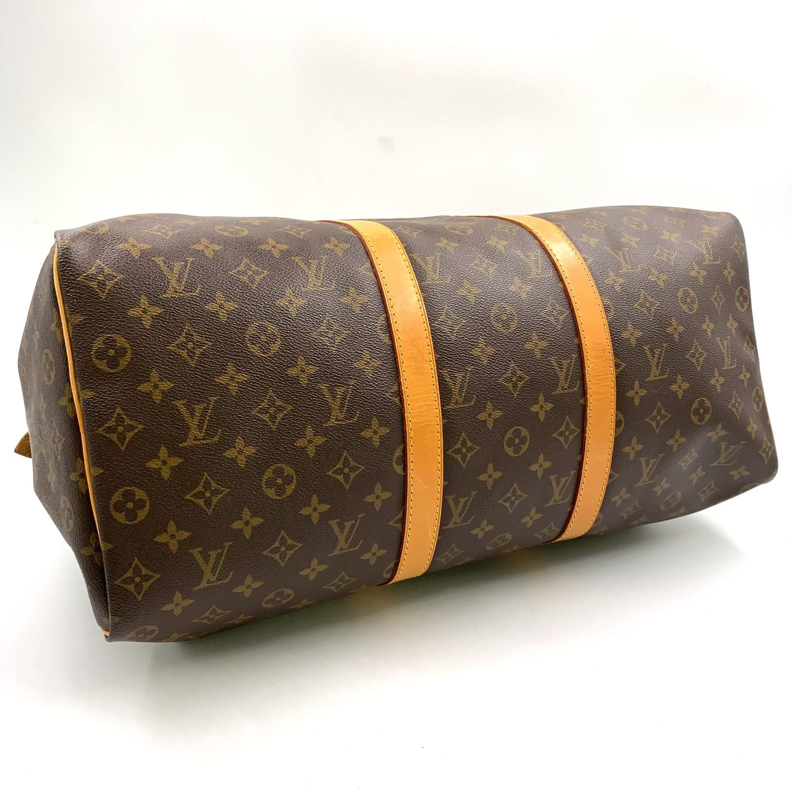 Louis Vuitton Keepall 50 Monogram Leather Brown Light Boston Bag Gold — view 5