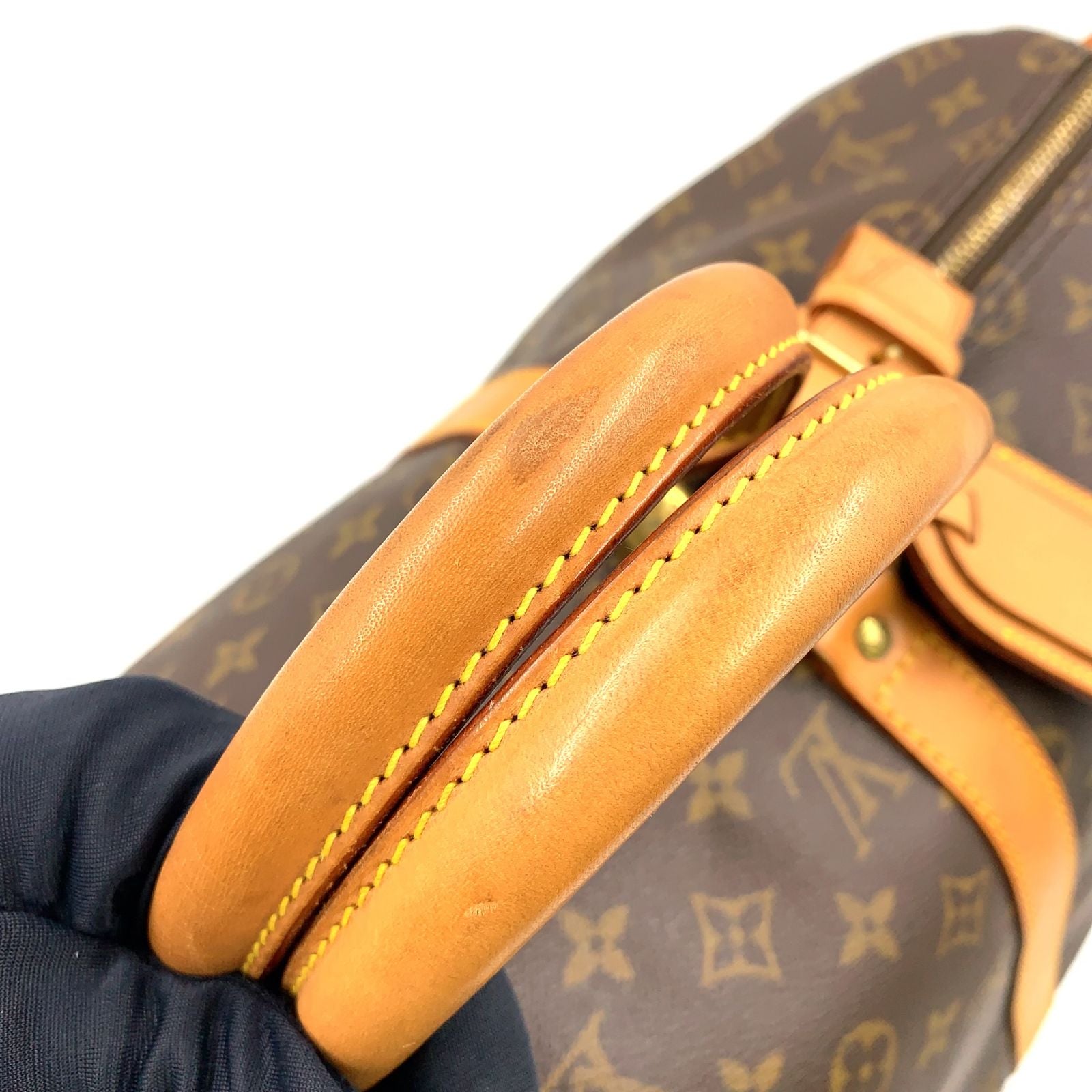 Louis Vuitton Keepall 50 Monogram Leather Brown Light Boston Bag Gold — view 6
