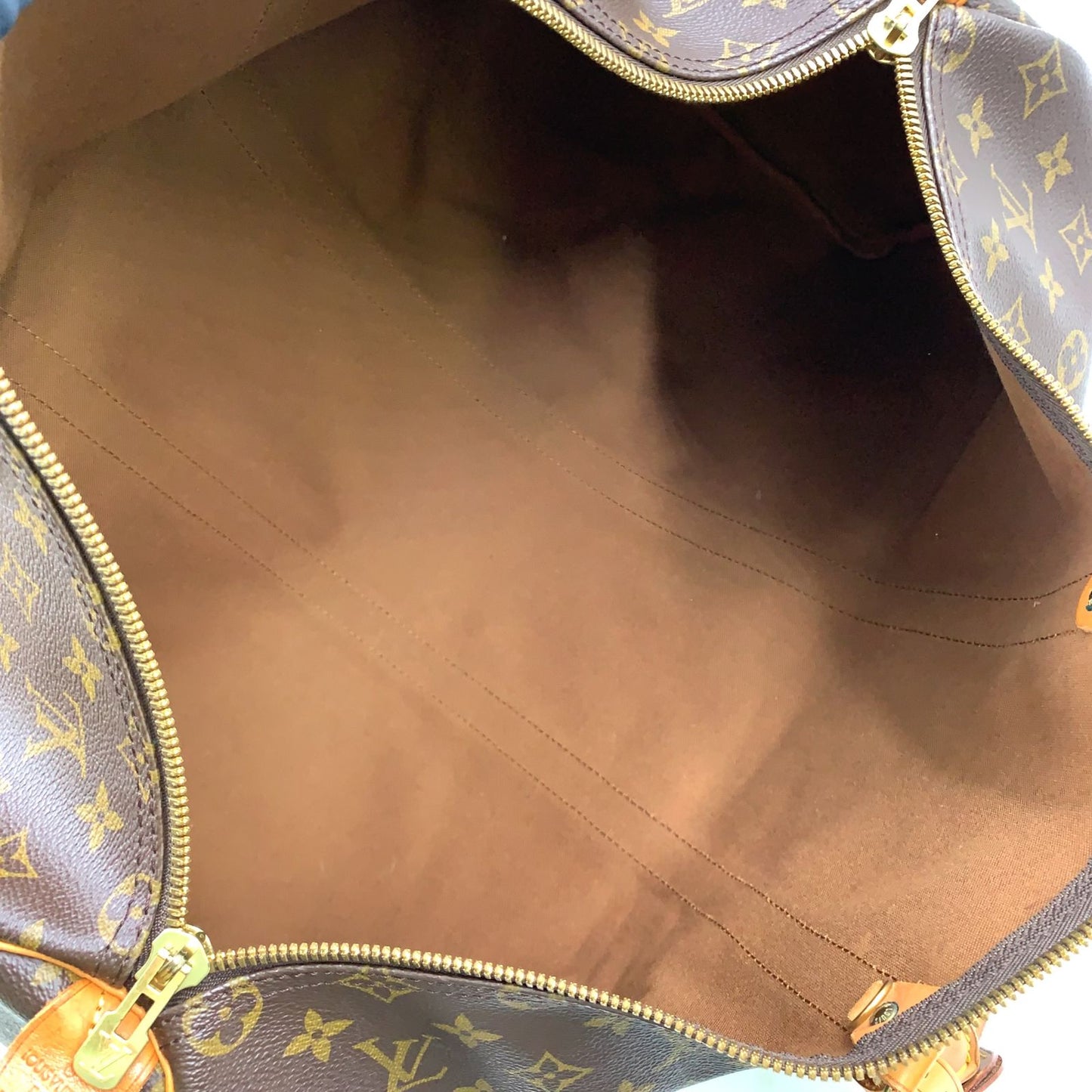 Louis Vuitton Keepall 50 Monogram Leather Brown Light Boston Bag Gold — view 3