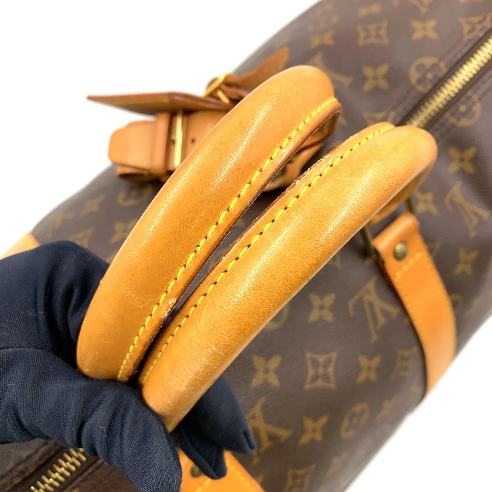 Louis Vuitton Keepall 50 Monogram Leather Brown Light Boston Bag Gold — view 9
