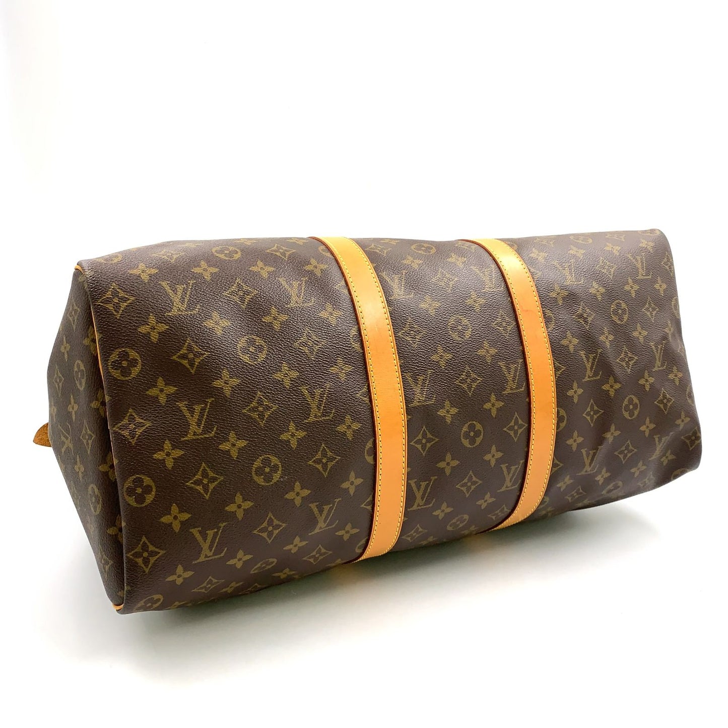 Louis Vuitton Keepall 50 Monogram Leather Brown Light Boston Bag Gold — view 8