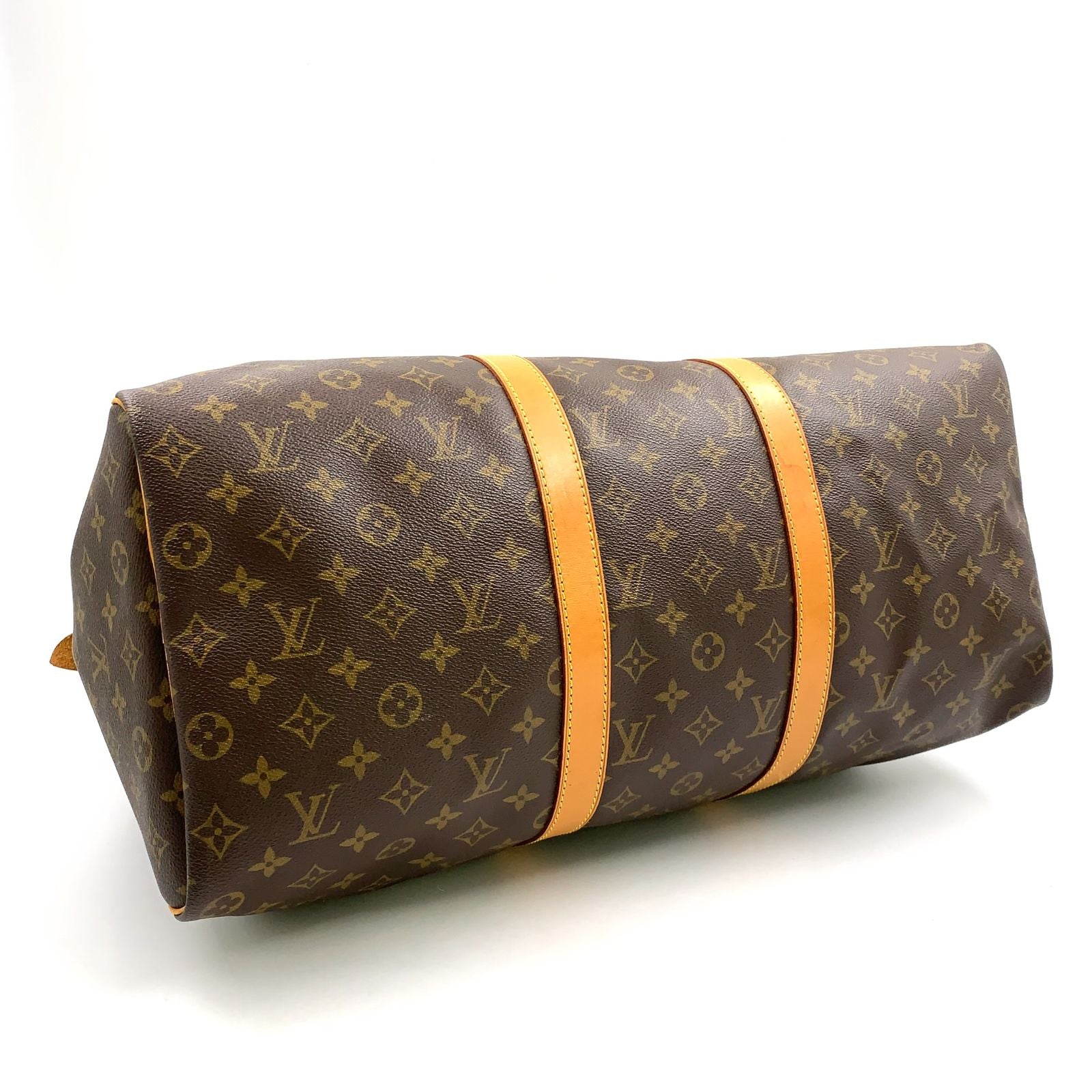 Louis Vuitton Keepall 50 Monogram Leather Brown Light Boston Bag Gold — view 8