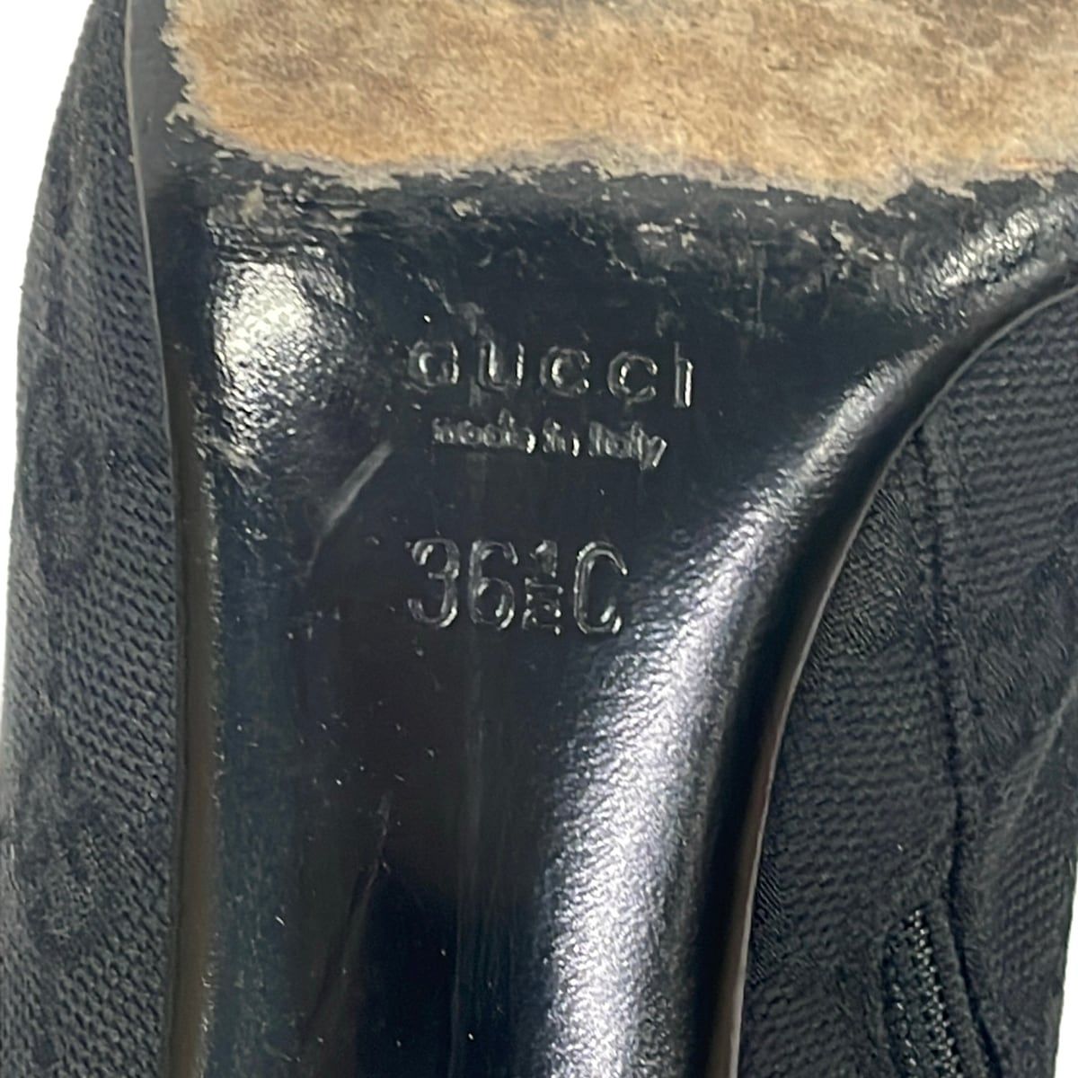 Gucci Long Boots 36.5 C Black Dark Green GG Pattern Horsebit Leather — view 7