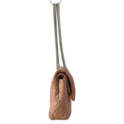 Chanel Shoulder Bag Double Flap Quilted Pink Beige Chain Silver Lambskin — view 2