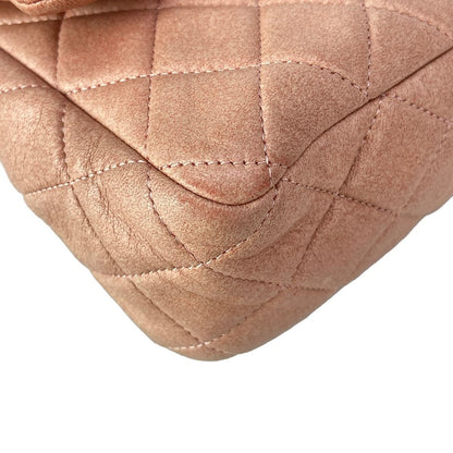 Chanel Shoulder Bag Double Flap Quilted Pink Beige Chain Silver Lambskin — view 7