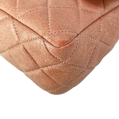 Chanel Shoulder Bag Double Flap Quilted Pink Beige Chain Silver Lambskin — view 6