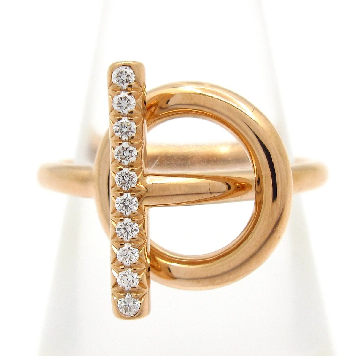 Hermes Ring 53 Echappee PM 18k Pink Gold Diamond