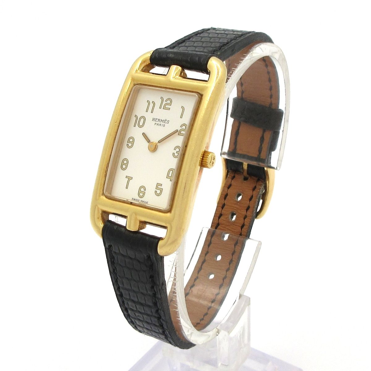 Hermes Watch Nantucket 18k Yellow Gold Leather z White — view 2