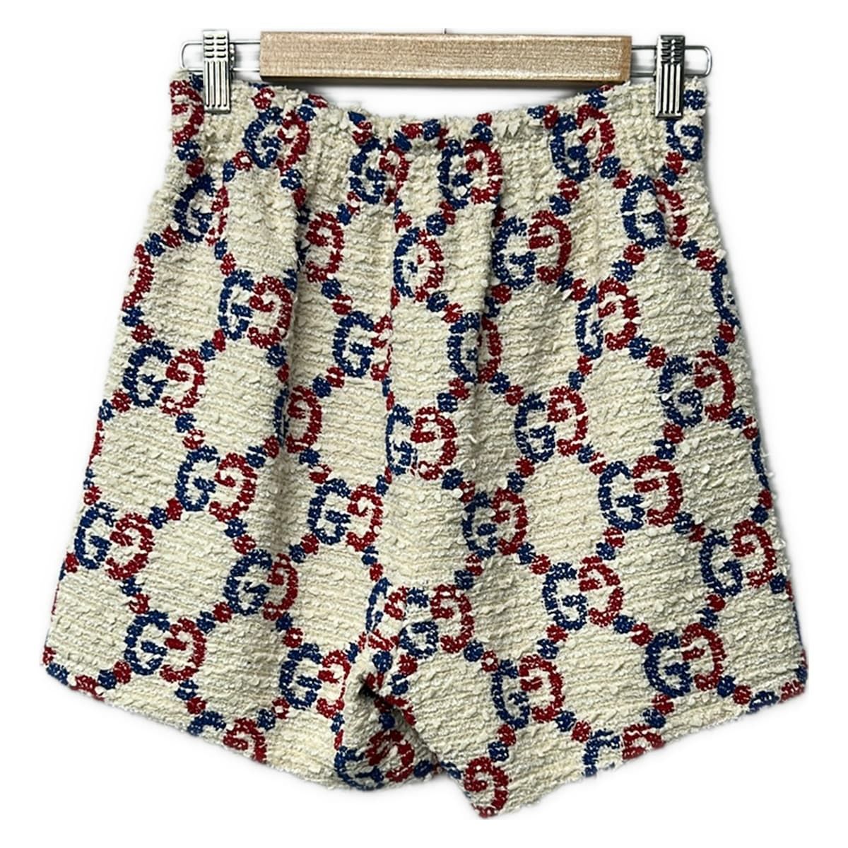 Gucci Shorts 38 S Ivory Blue Red GG Pattern Tweed — view 2