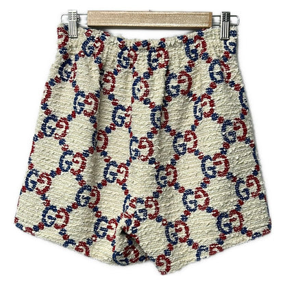 Gucci Shorts 38 S Ivory Blue Red GG Pattern Tweed — view 2
