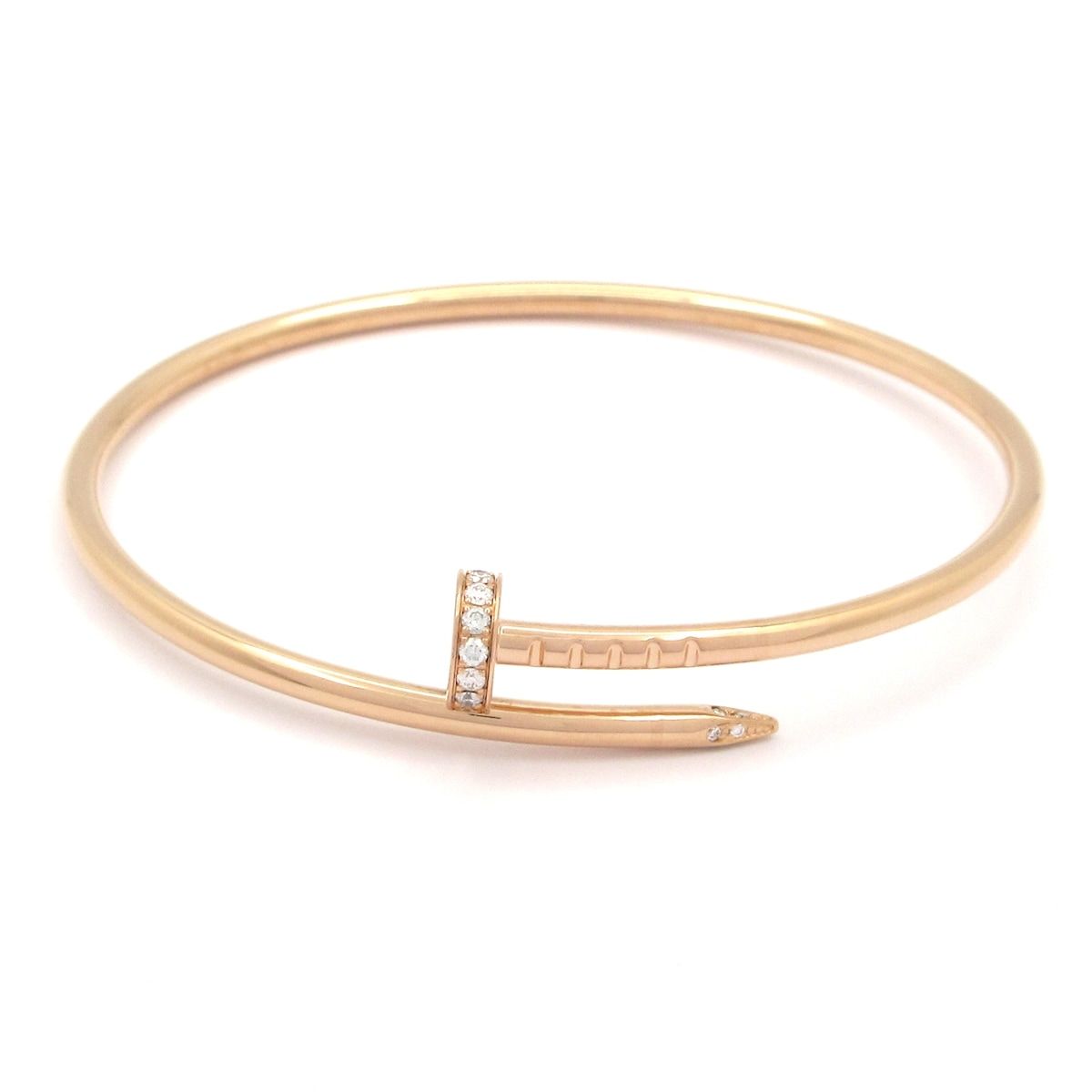 Cartier Bangle Juste un Clou SM 18k Pink Gold Diamond Total 0.18 Carat Bracelet