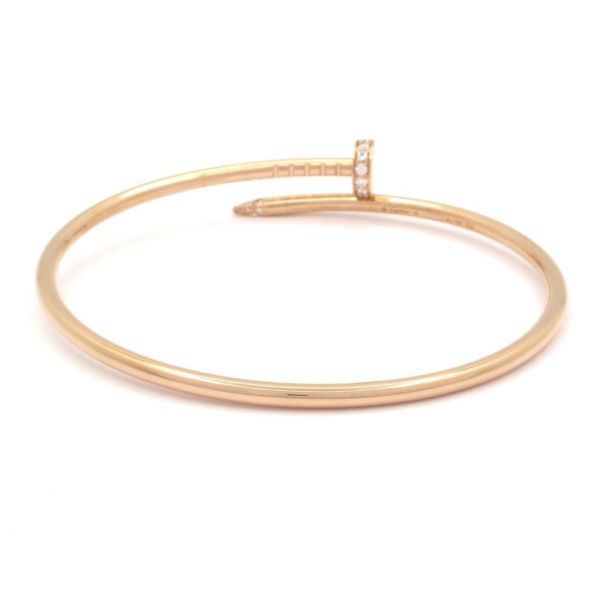 Cartier Bangle Juste un Clou SM 18k Pink Gold Diamond Total 0.18 Carat Bracelet — view 3