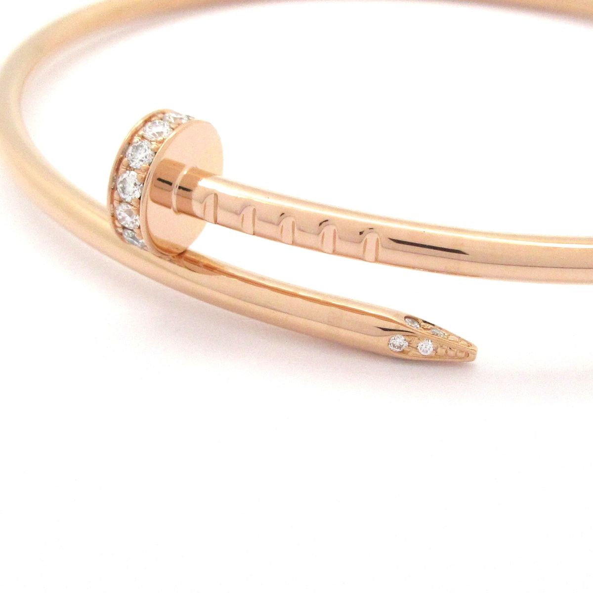 Cartier Bangle Juste un Clou SM 18k Pink Gold Diamond Total 0.18 Carat Bracelet — view 5