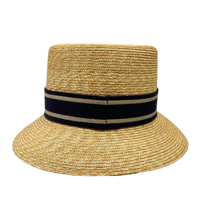 Dior Hat 58 Beige Blue Gray Straw Hat Cotton — view 3