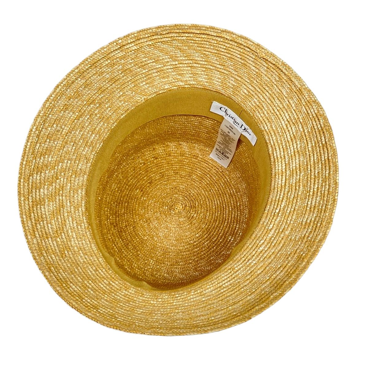 Dior Hat 58 Beige Blue Gray Straw Hat Cotton — view 4