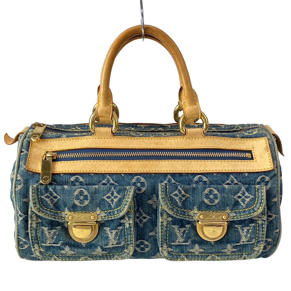 Louis Vuitton Handbag Monogram Denim Neo Speedy Blue Cotton